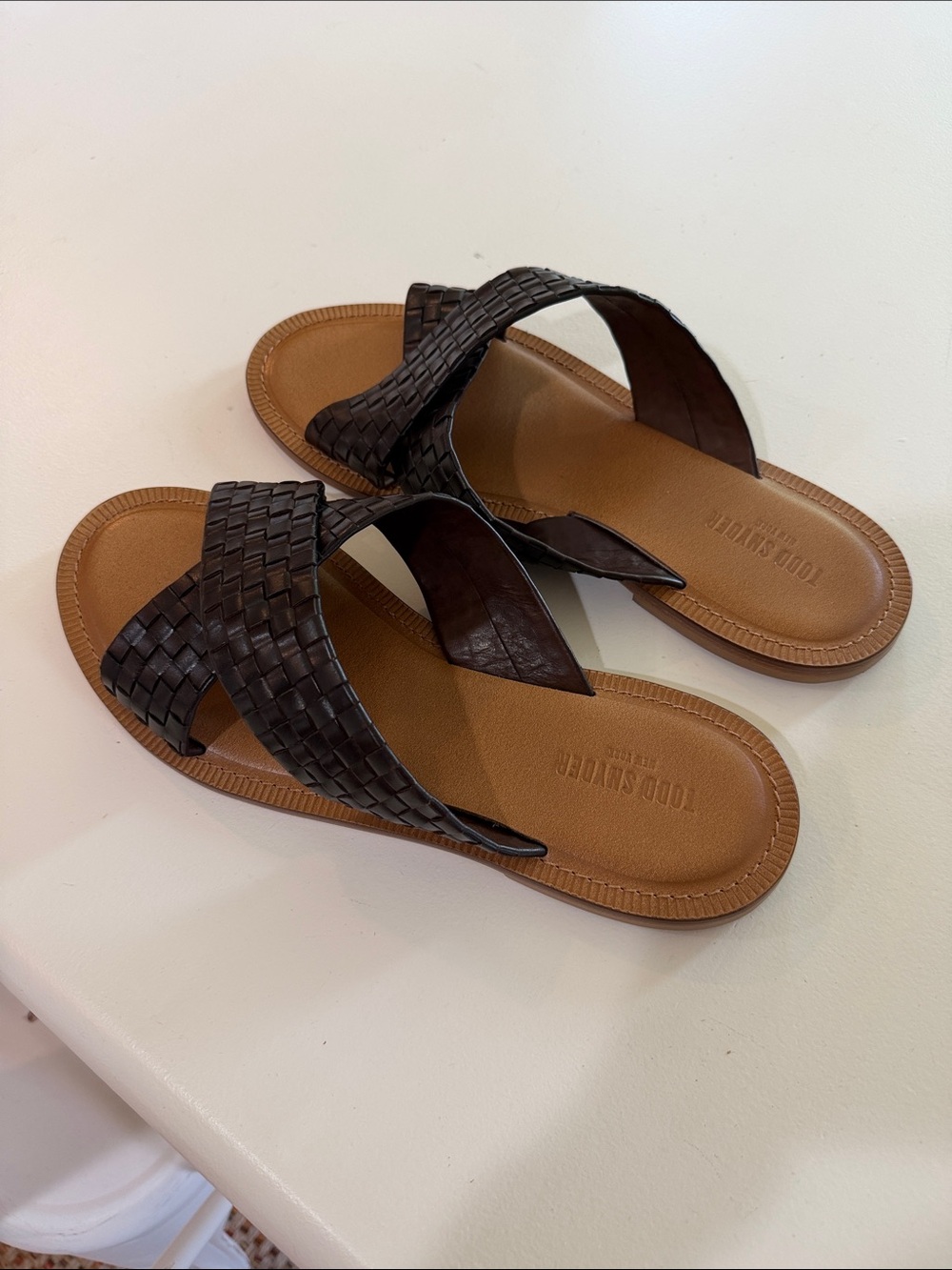 Todd Snyder Brown Woven Leather Slide Sandals Sz 13.  Box49